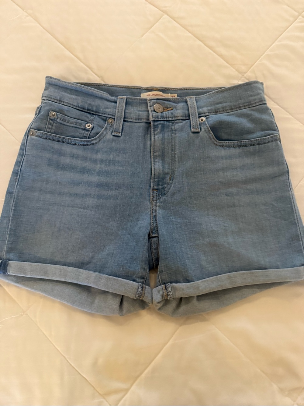 Levi’s Women's Light Blue Denim Roll-Cuff Jean Shorts